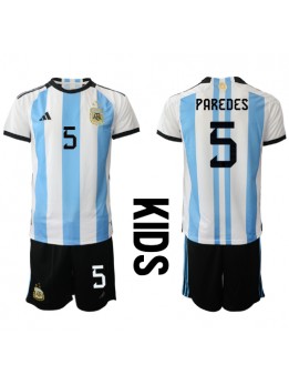 Billige Argentina Leandro Paredes #5 Hjemmedraktsett Barn VM 2022 Kortermet (+ Korte bukser)